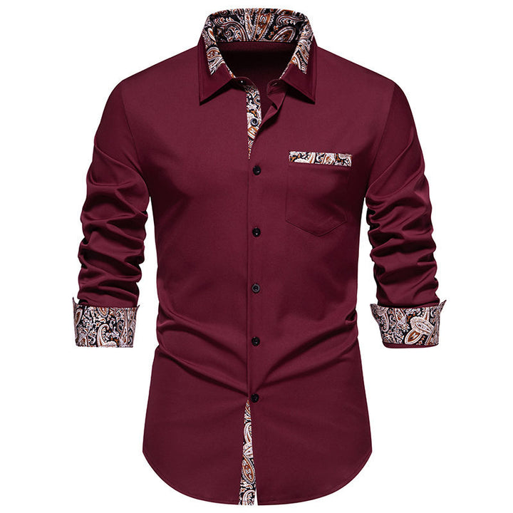Herrer Stilfuld Kontrastkrave Knappen shirt Stilla