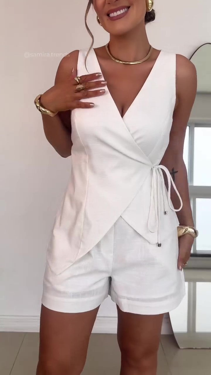 Kvinder Wrap-Front Linned Playsuit Stilla