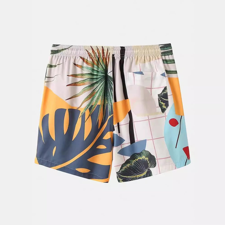 Herrer sommerligt kortærmet sæt med florale motiver og elastisk bånd Stilla