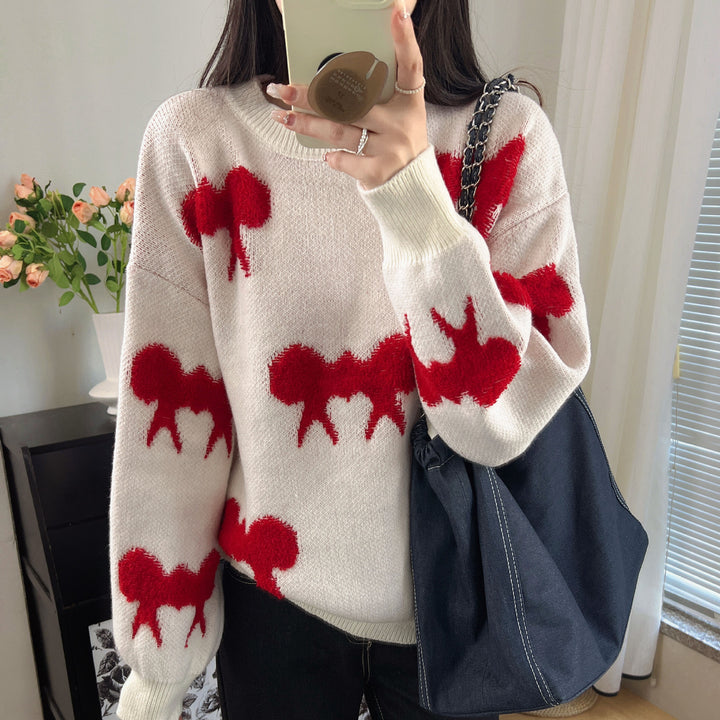 Damer Mønstret Sweater med Stilfuldt Dyremotiv og Casual Snit Stilla