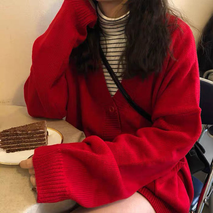 kvinders afslappede strikket cardigan med dekorative knapdetaljer og oversized pasform Stilla