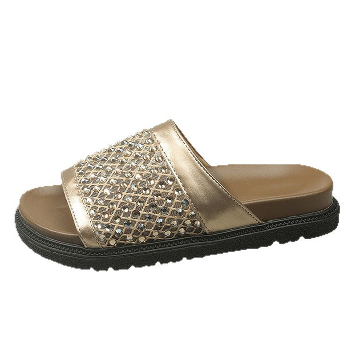 Dame Glamourøse Pantolette med funkende rhinestones og ergonomisk sål Stilla