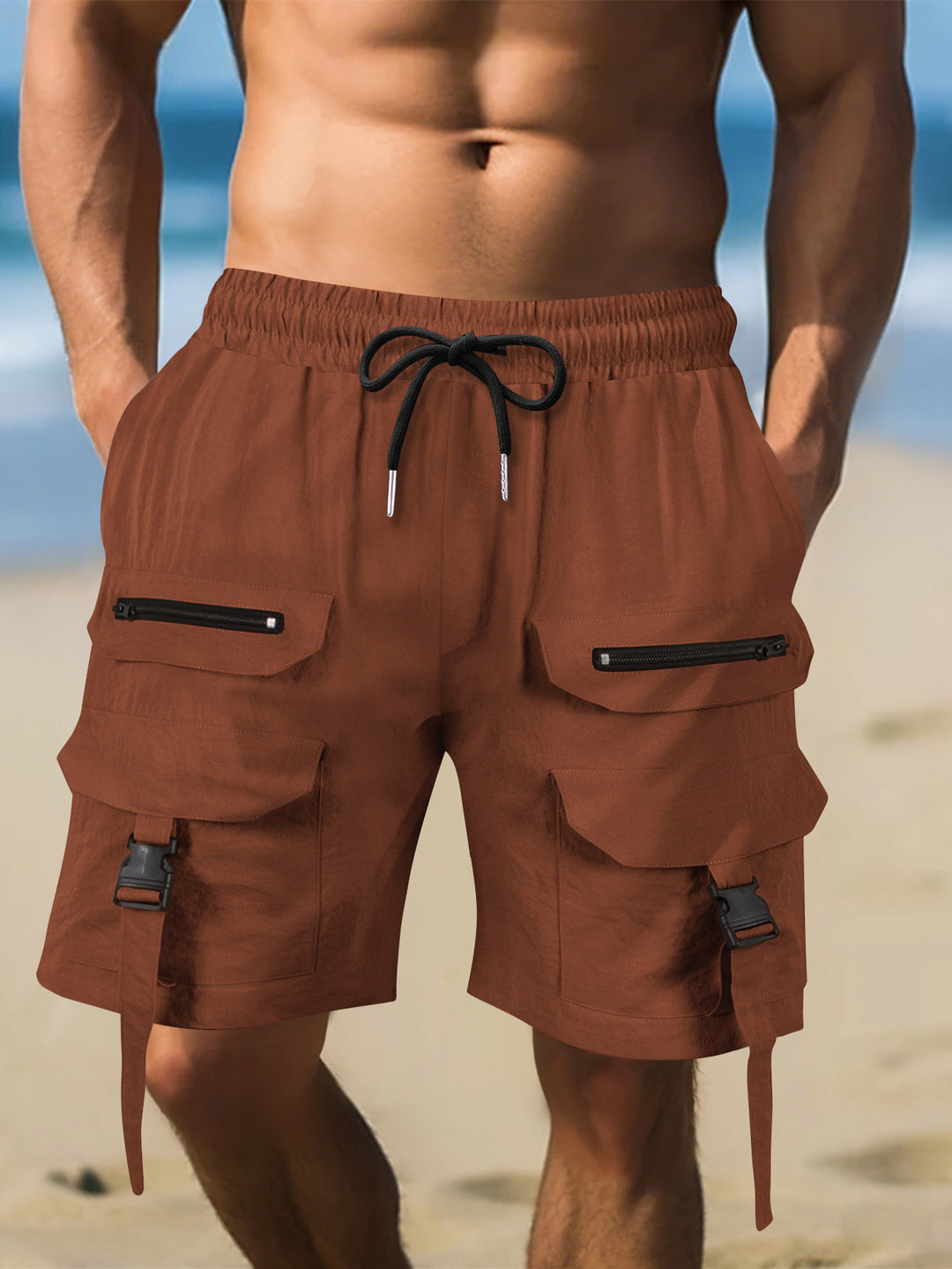 Herrer Cargo-Shorts med multifunktionelle lommer og justerbar talje Stilla