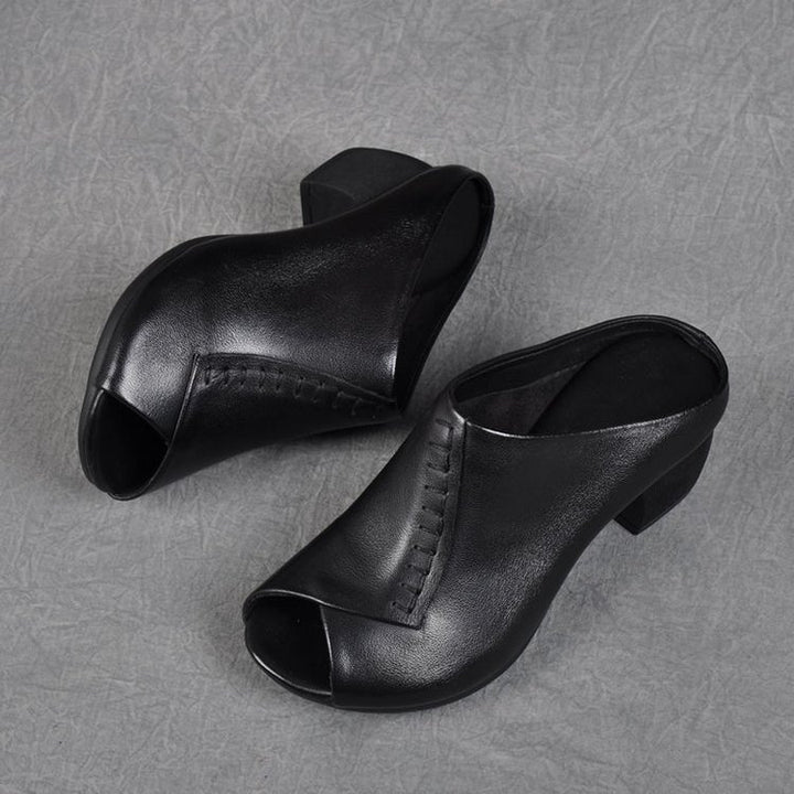 Dame Elegante åbne clogs med moderne cut-out-design og komfortabel blokhæl Stilla