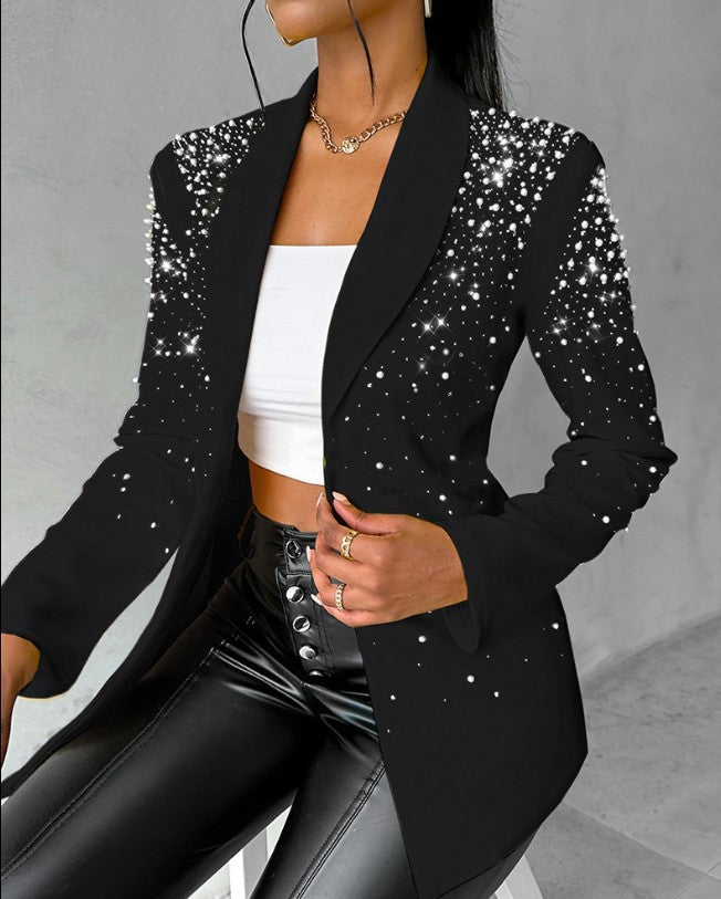 Dame elegant couture-jakke med glitrende applikationer Stilla