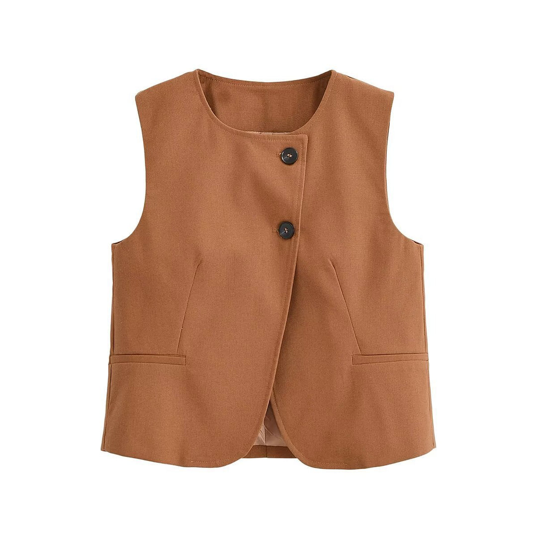 Dame brede Chino-shorts med elegant plissé og praktiske sidelommer Skovae