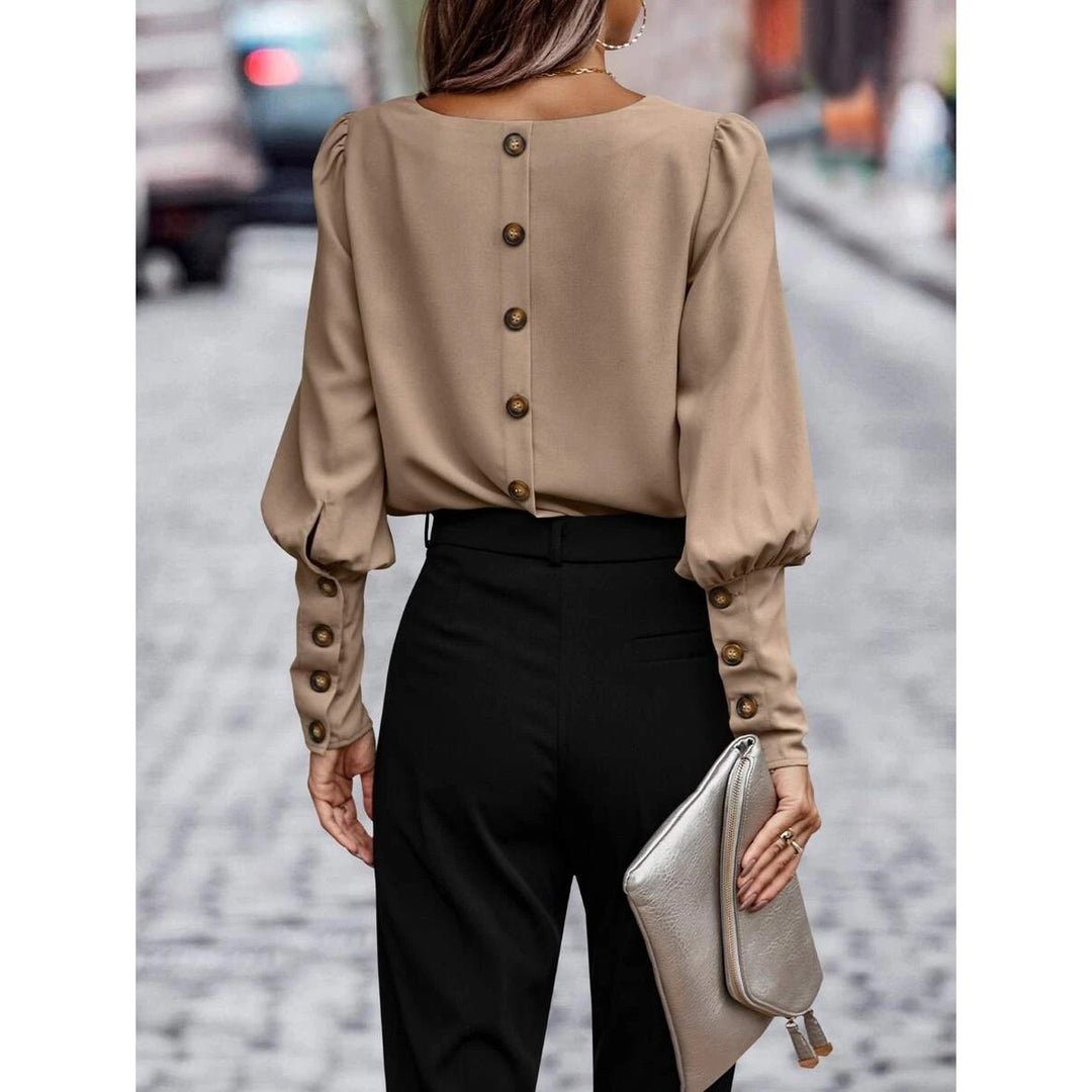 Dame Elegant Bluse med Puffærmer og afslappet snit Stilla