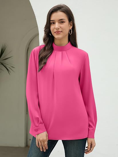 Damebluse med elegant ståkrave Stilla