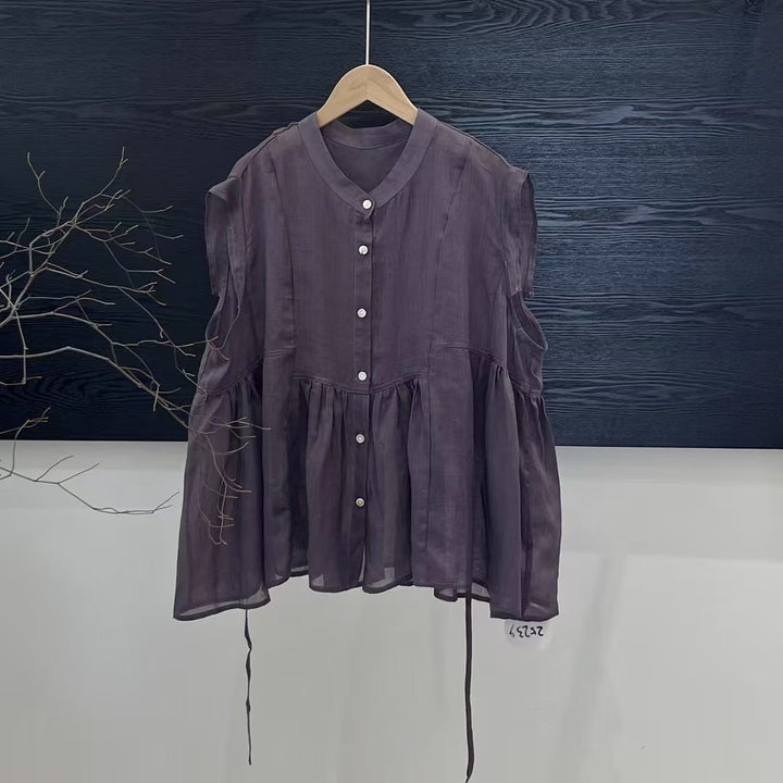 Femme Elegante Rüschen top med knapper Stilla