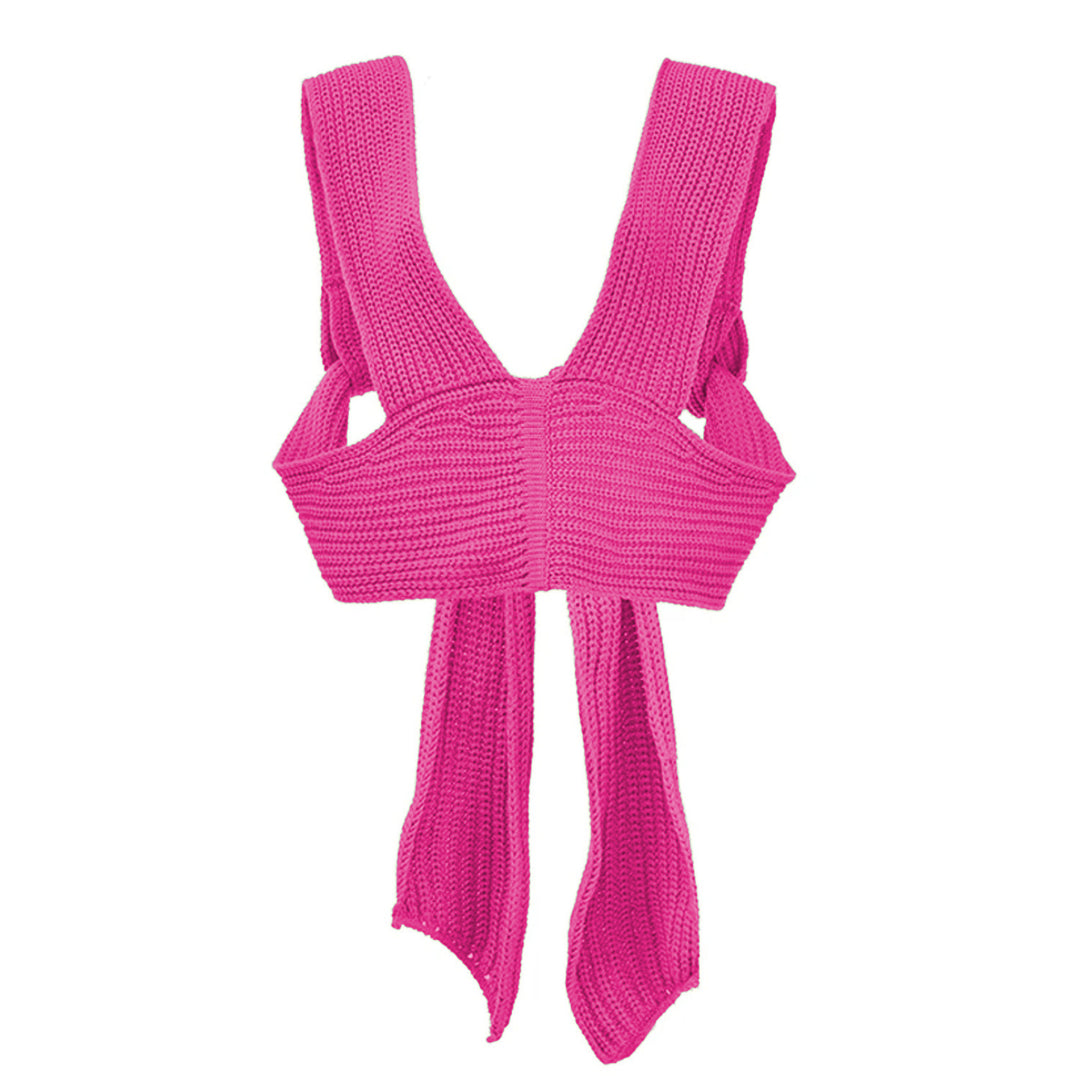 Damer strikket crop-top med raffinerede rygdetaljer Skovae