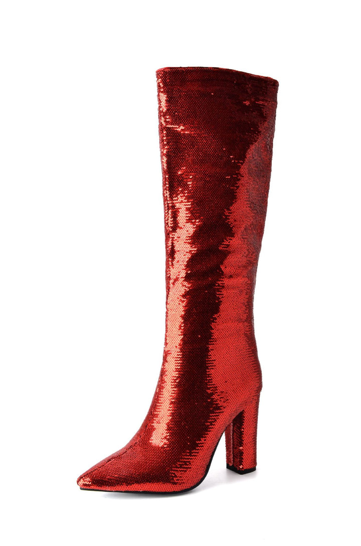 Femme Over-the-Knee Glitrende Pailletter Stiletto Støvler Stilla