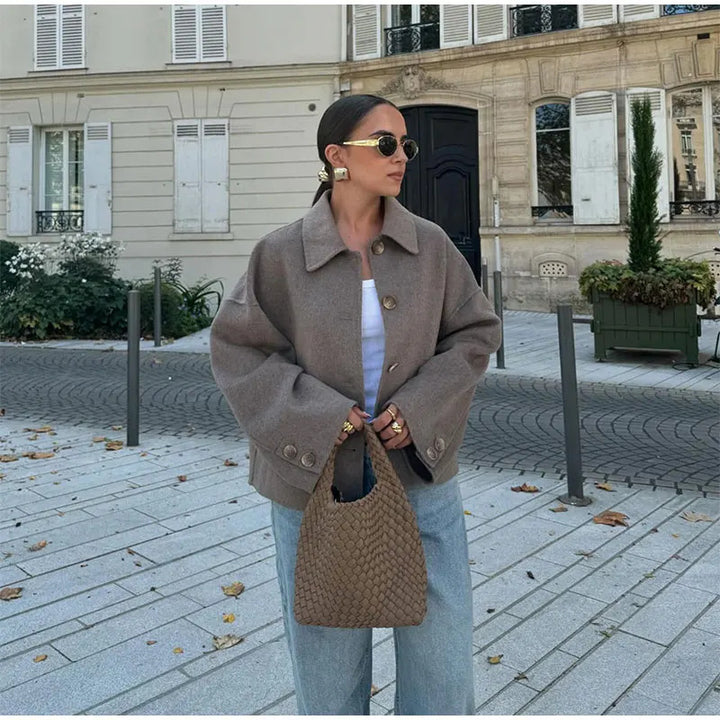Kvindernes stilfulde oversized uldfrakke Stilla