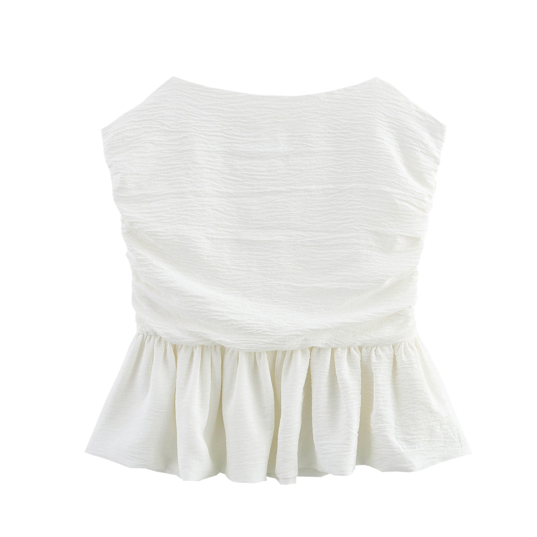 Femme Peplum Top med struktureret stof Stilla