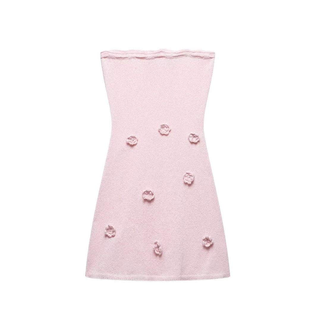 Dame Strapless Blomsterapplikation Kjole Stilla