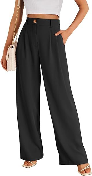 Dame bred High-Waist bukser med elegant frontfold og praktiske lommer Stilla
