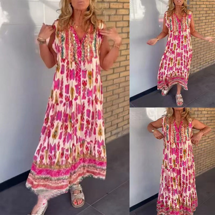 Dame maxikjole med blomsterprint Stilla