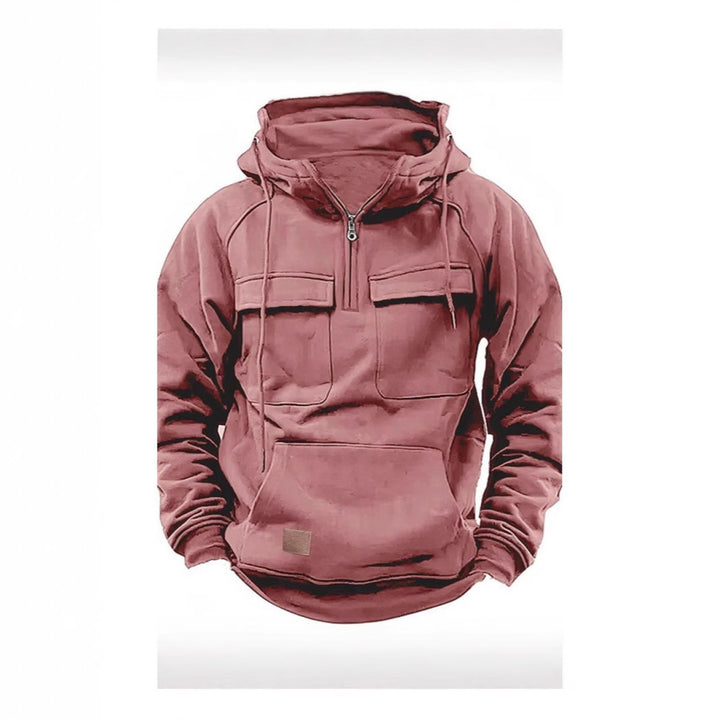 Herrer funktionel hættepullover med lommer og kvart lynlås Stiila
