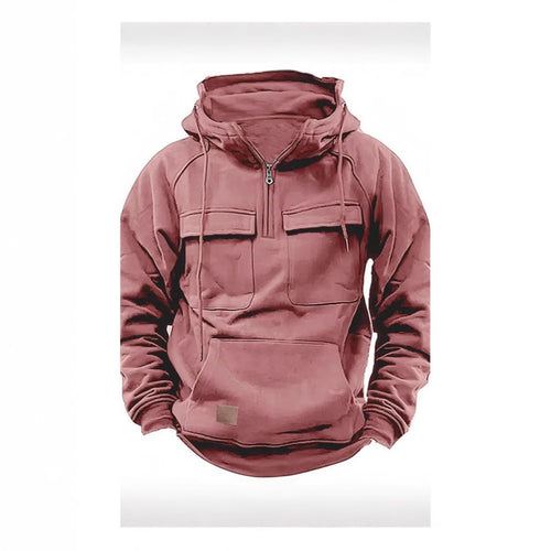 Herrer funktionel hættepullover med lommer og kvart lynlås Stiila