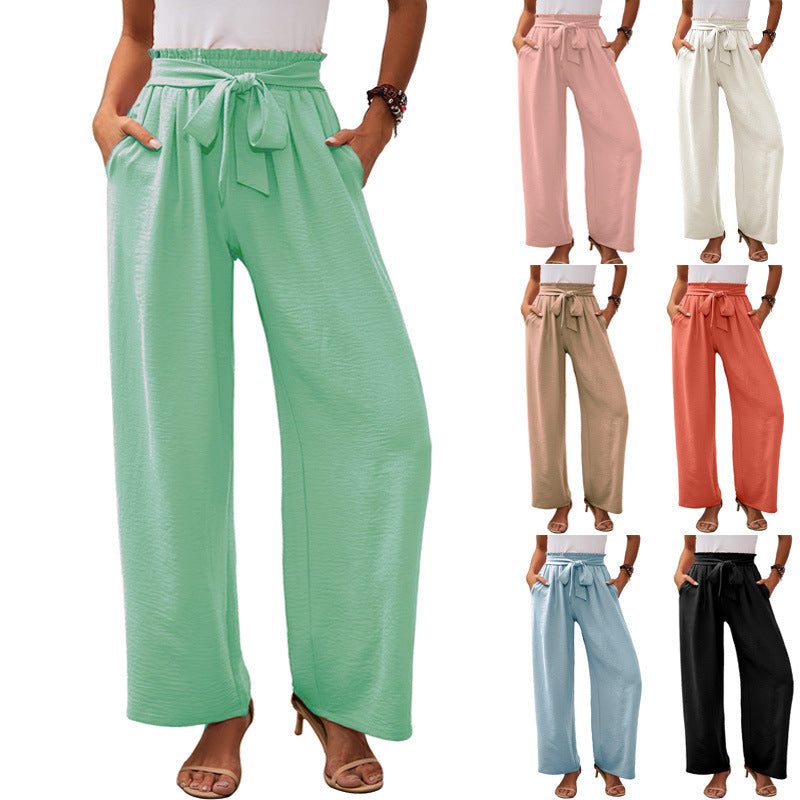 Dame løs sommerbukser med elegant bindebælte Stilla