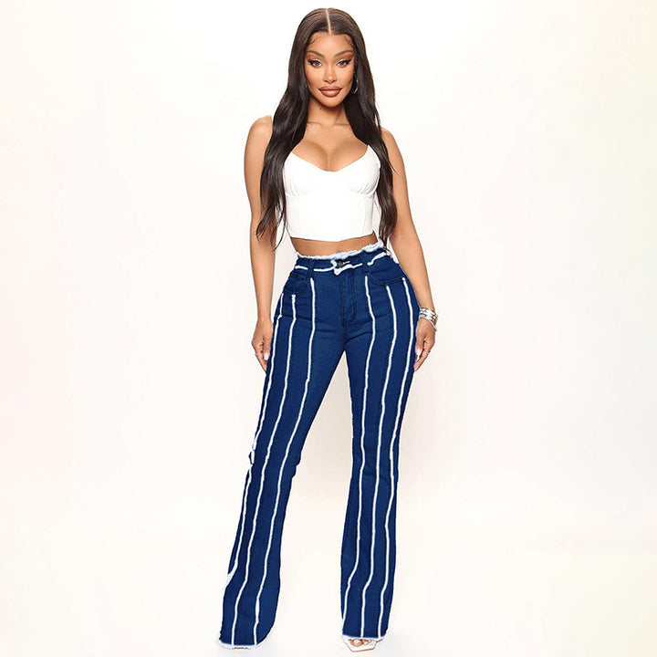 Dame Flared Jeans med vertikale striber Stilla