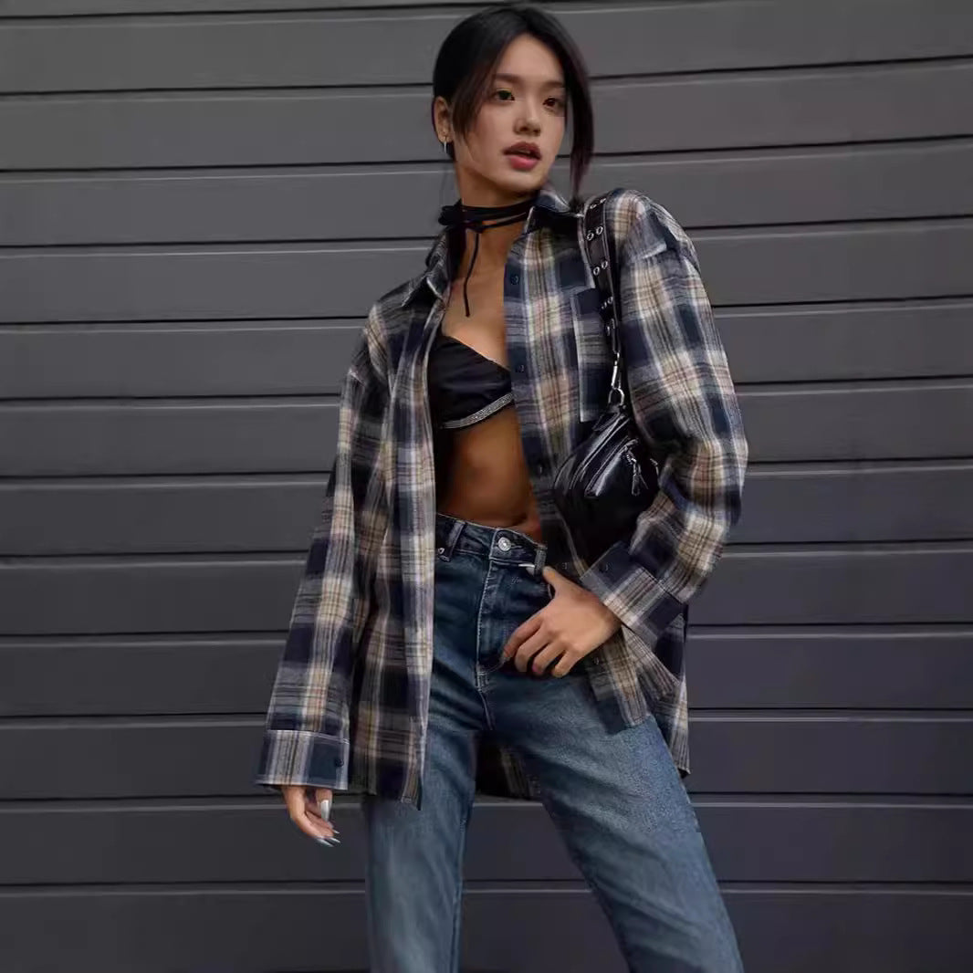 Femme Oversized Ternet Button-Up Skjorte Stilla