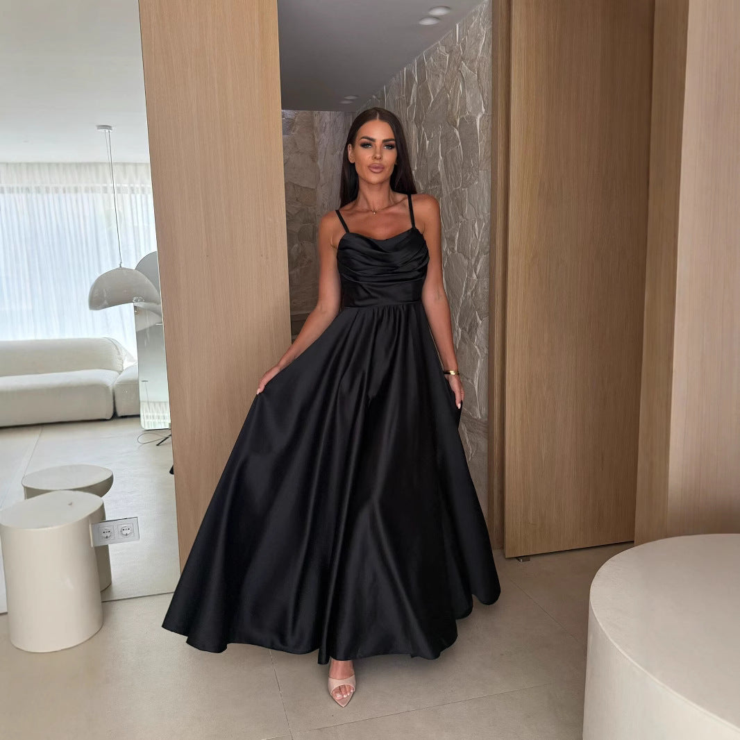 Dame Elegant Satin Aftenkjole Stilla