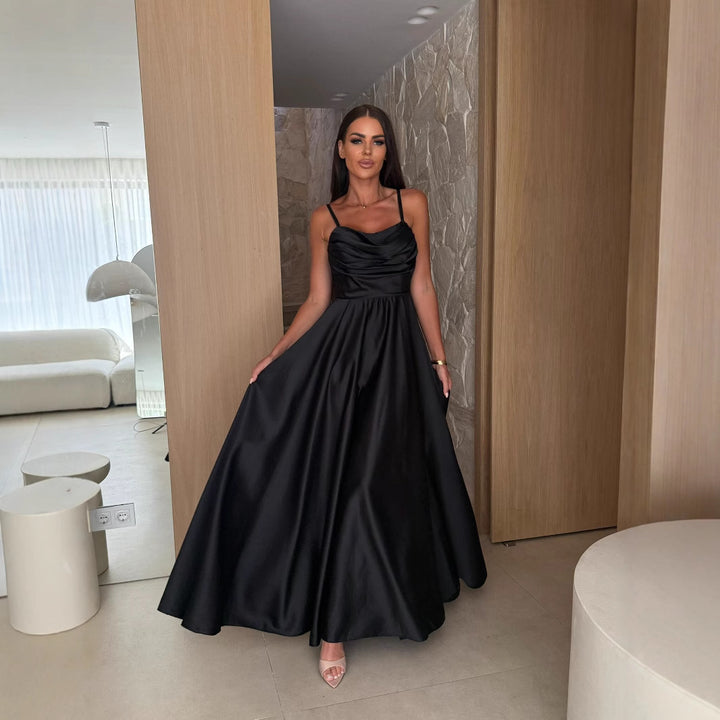 Dame Elegant Satin Aftenkjole Stilla