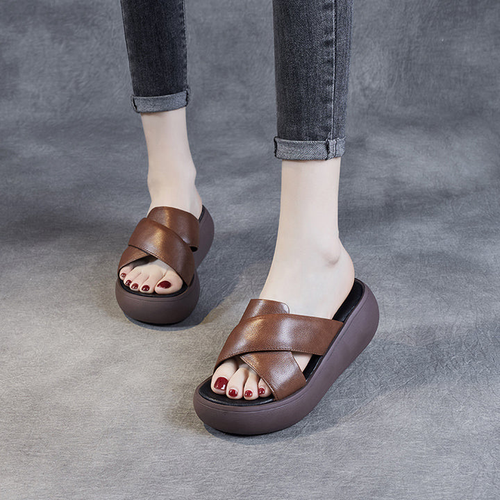 Dame Cross-Strap Platform Slide Sandaler Stilla