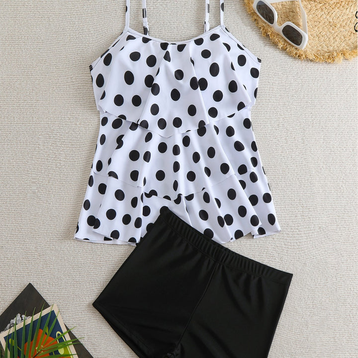 Dame Chikt Polka Dot Top med kreativt Ruffles Design Stilla