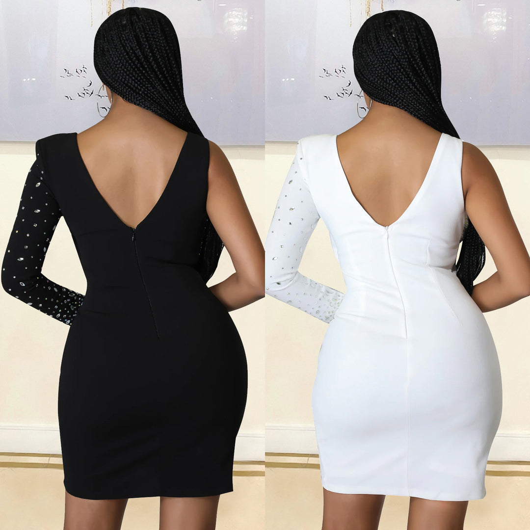 Dame Elegant Cutout Mini Kjole med Strassdetaljer Stilla