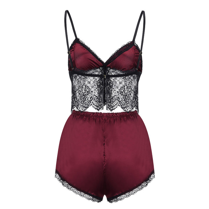 Dame Luxe Satin Spids BH og Shorts Sæt Stilla
