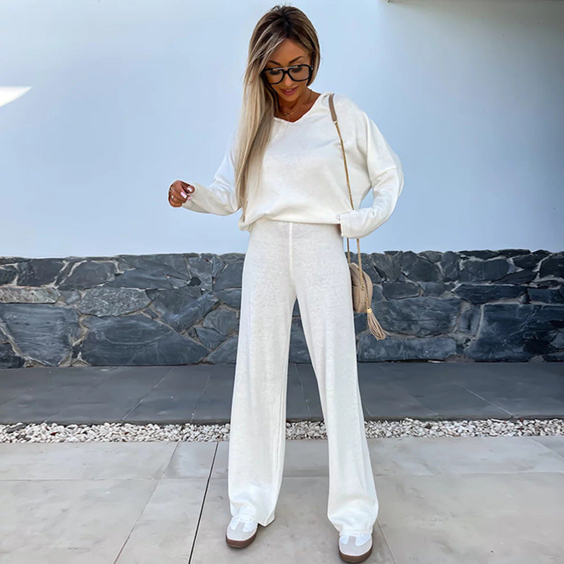 Kvinders fleece loungewear sæt med løs pasform og afslappet stil