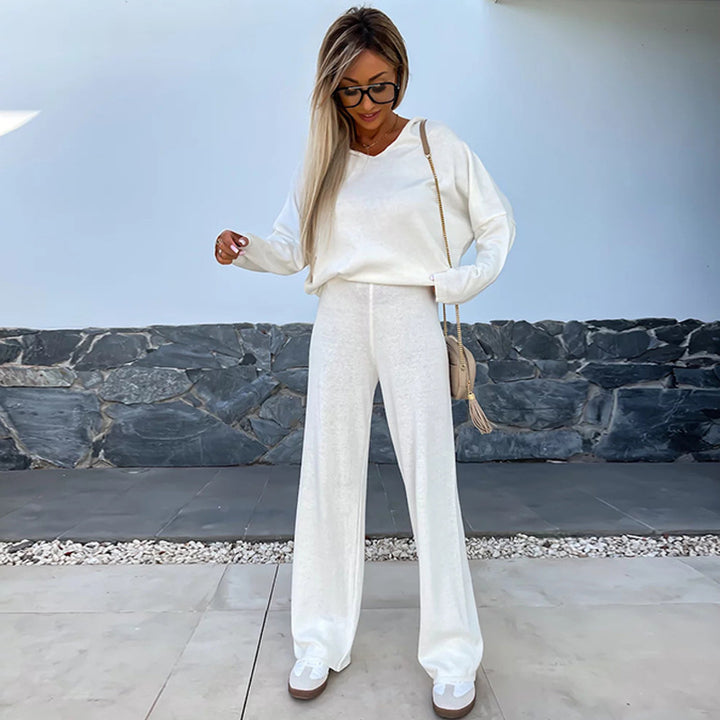 Kvinders fleece loungewear sæt med løs pasform og afslappet stil