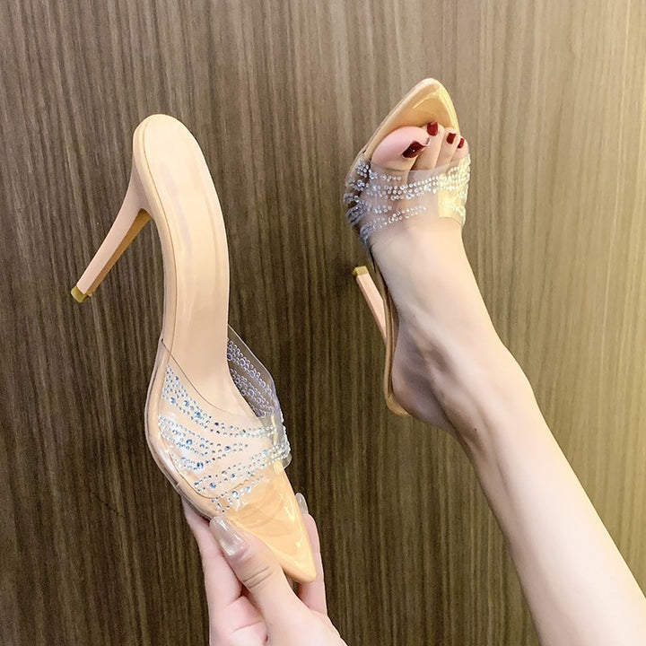 Damer elegante Peeptoe højhælede sko med strassaccent Stilla