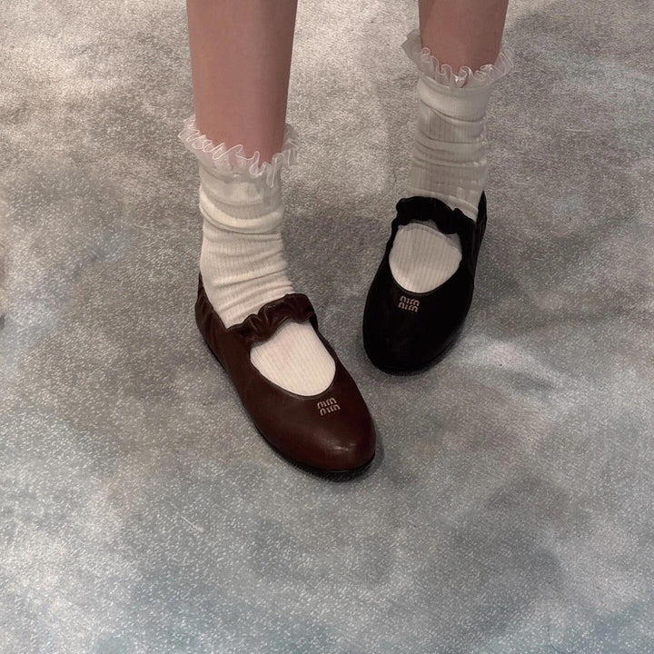 Dame Elegante Ballerina Flats med Rynkedetaljer Stilla