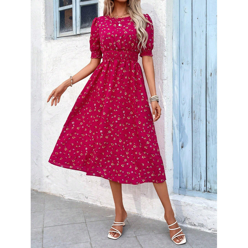 Dame Let Maxi Kjole med Blomsterprint og Smock-Talje Stilla
