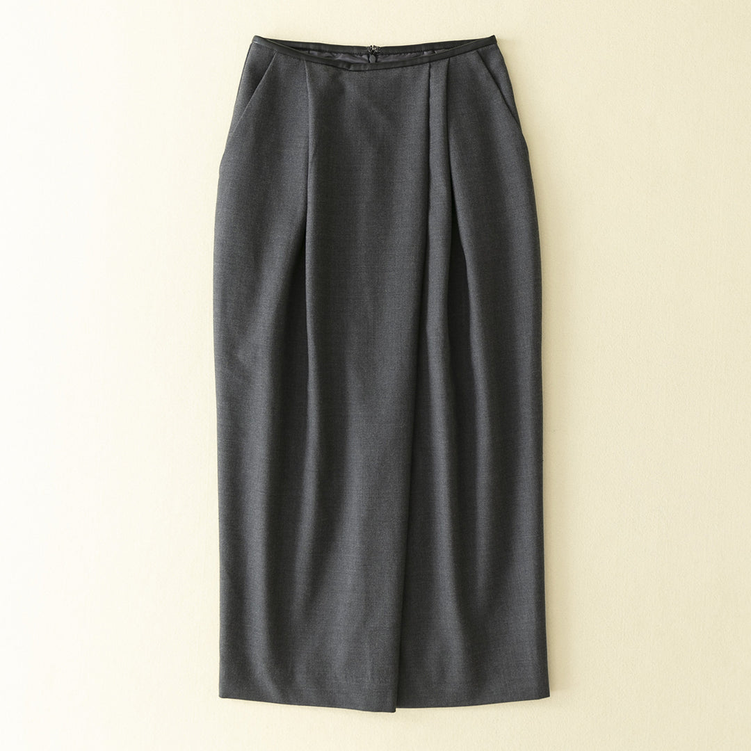 Dame elegant Midi-nederdel med struktureret plissering og sidelommer Stilla