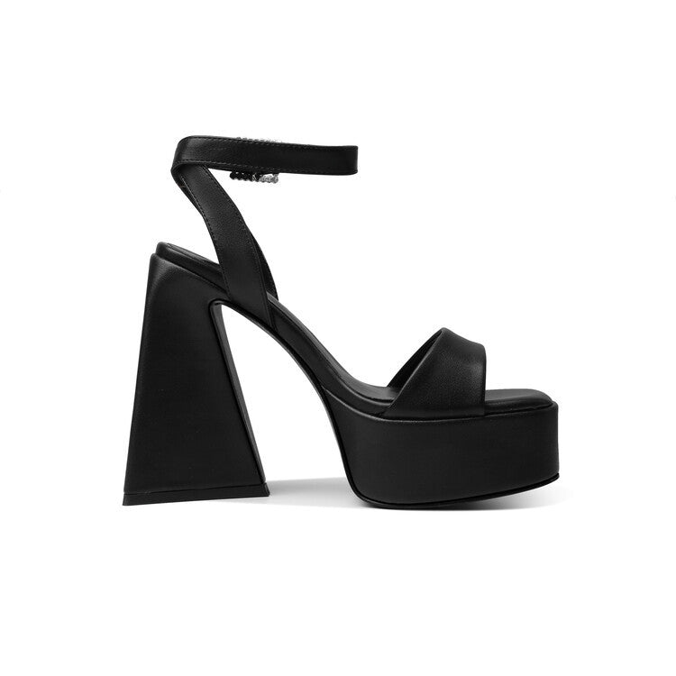Femme Chunky Platform Højhælede Sandaler med justerbar ankelrem og skulpturelt design Stilla