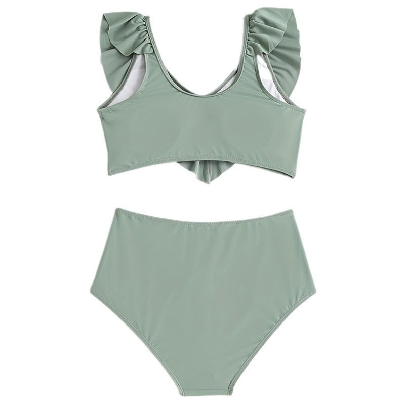 Dame bikini-sæt med voluminøst volangdesign og høj talje Stilla