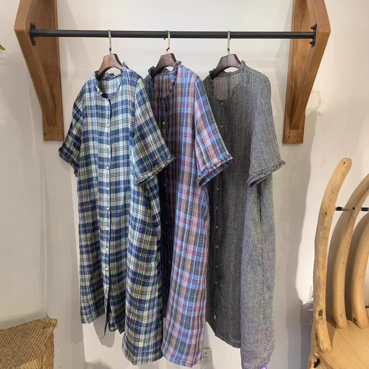 Femme Casual Rutig Midi Kjole Stilla