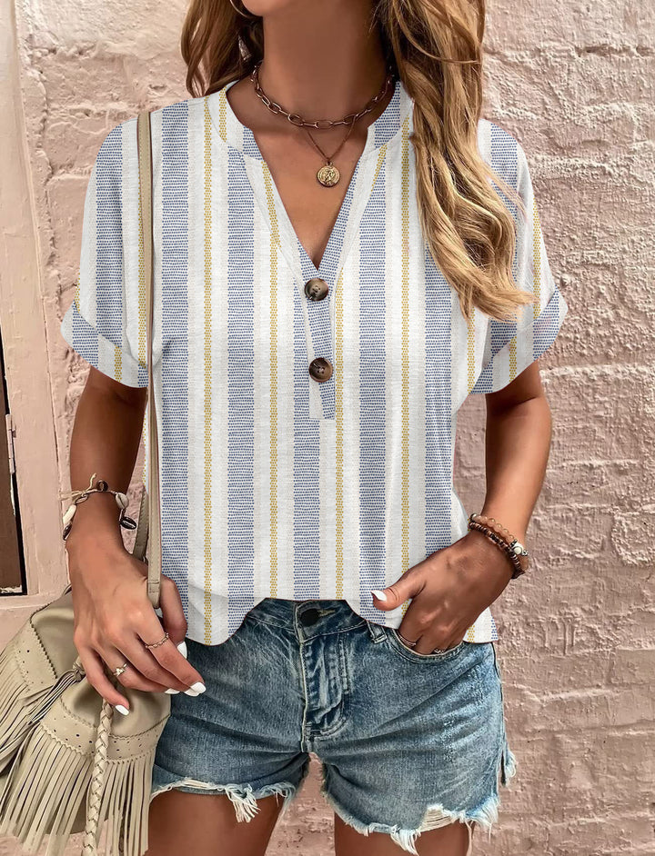 Dame kortærmet bluse med floral tryk Stilla
