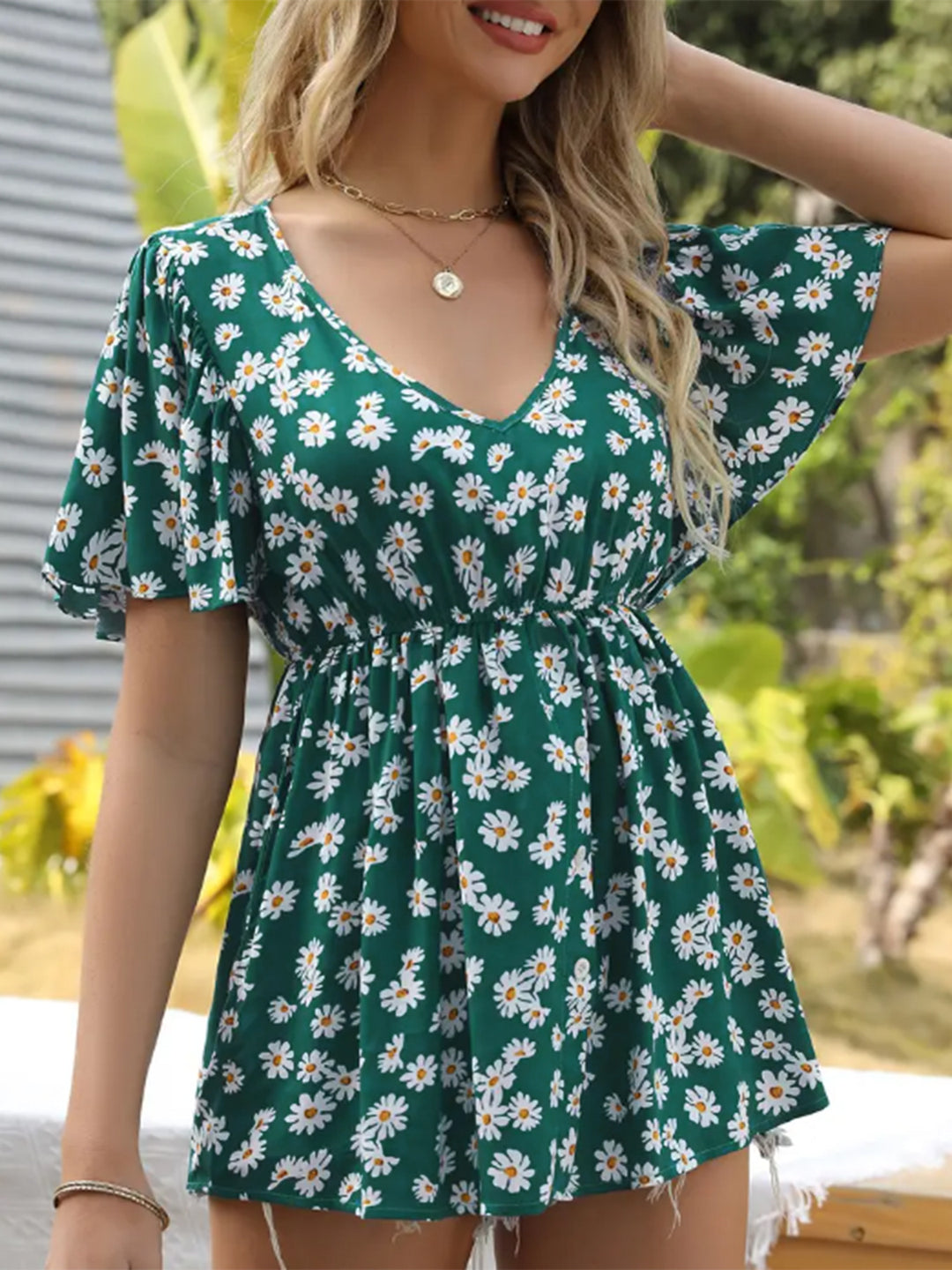 Dame Blomster Mønster Casual Tunika Stilla
