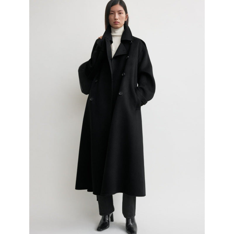 Kvinders elegante overlange uld trench coat Stilla