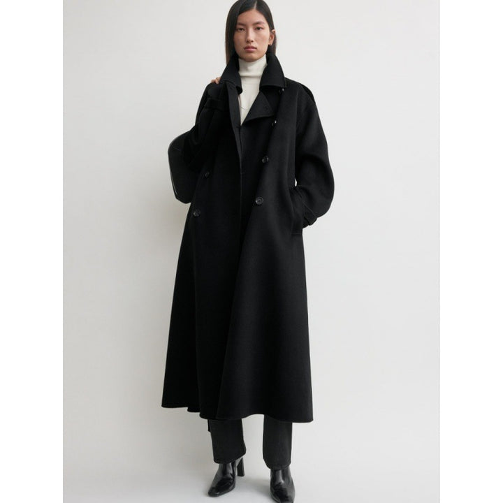 Kvinders elegante overlange uld trench coat Stilla