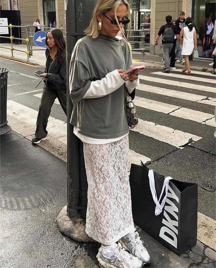 Dame Løs Oversized T-shirt med Drapering Stilla