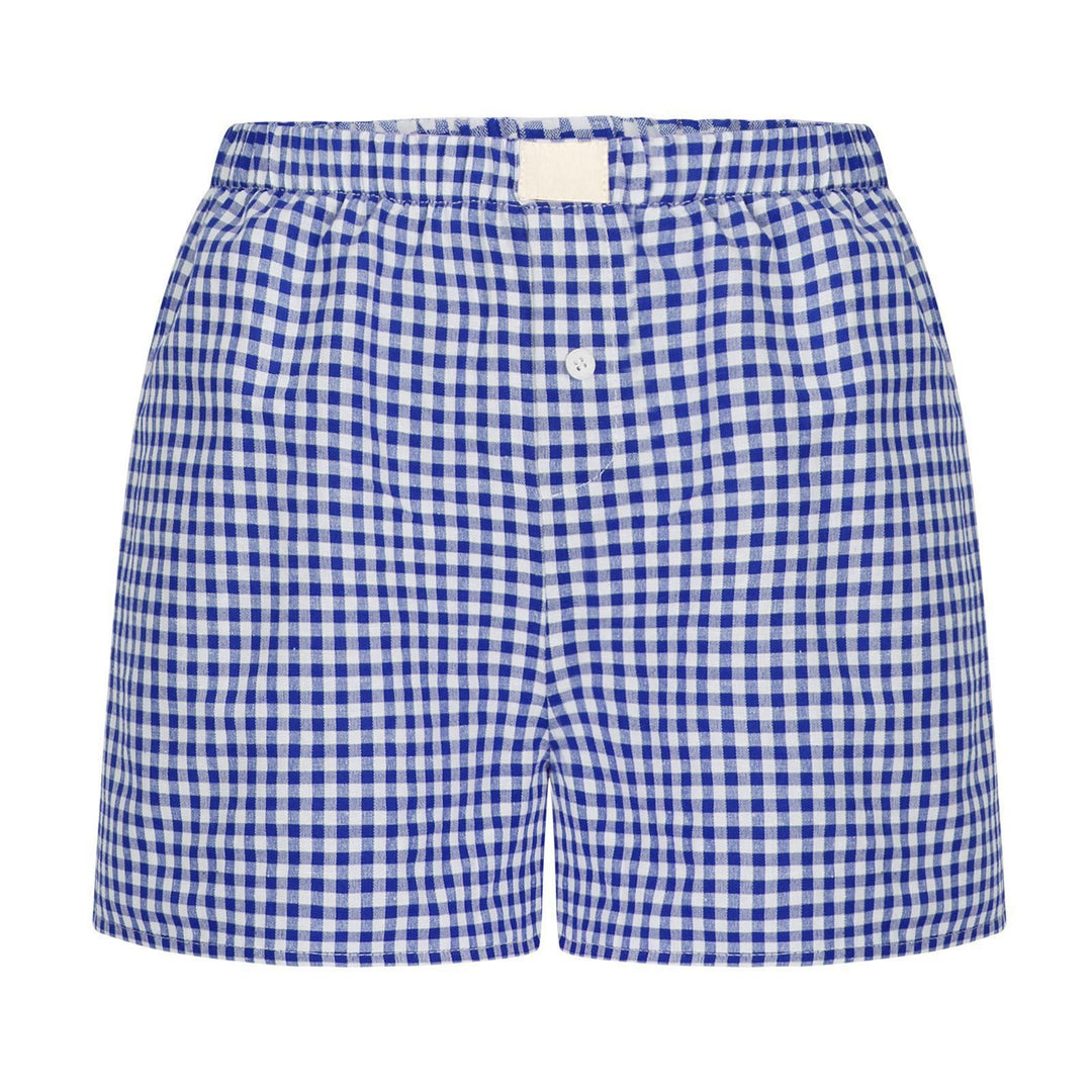 Dame afslappet bomulds kort natbukser med Gingham-mønster Stilla