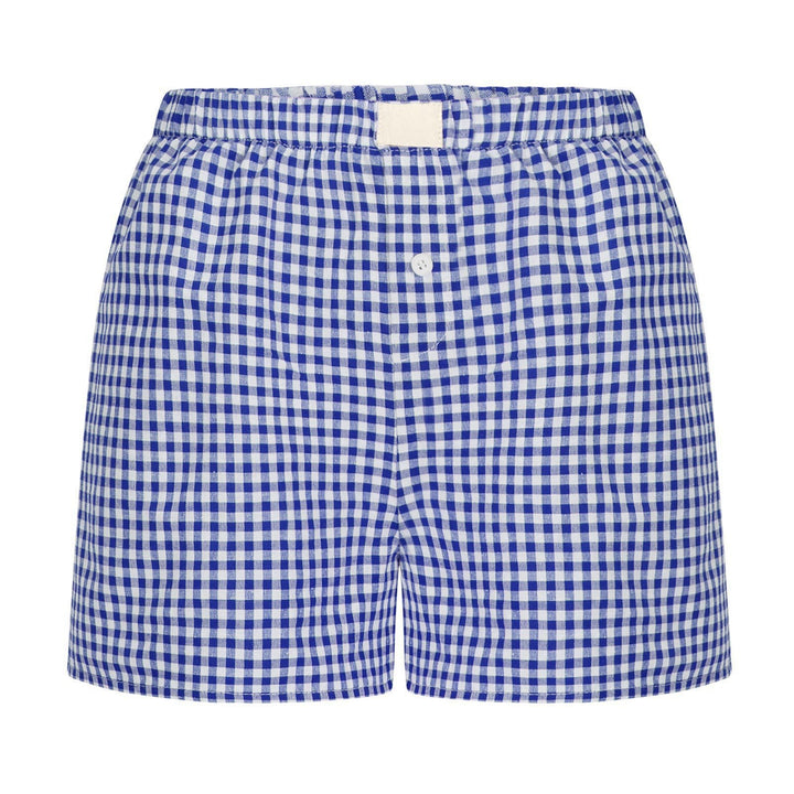 Dame afslappet bomulds kort natbukser med Gingham-mønster Stilla