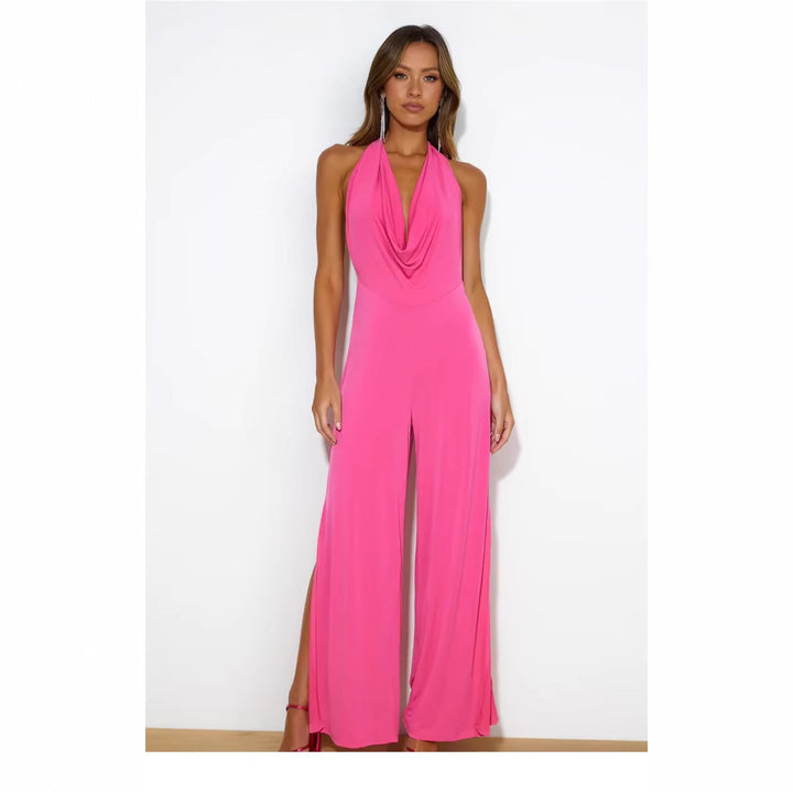 Dame elegant jumpsuit med asymmetrisk rygudskæring og bredt ben Stilla