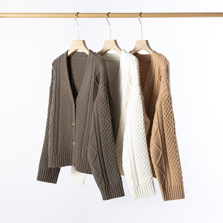 Femme Chunky Strikjakke med struktureret sting Stilla