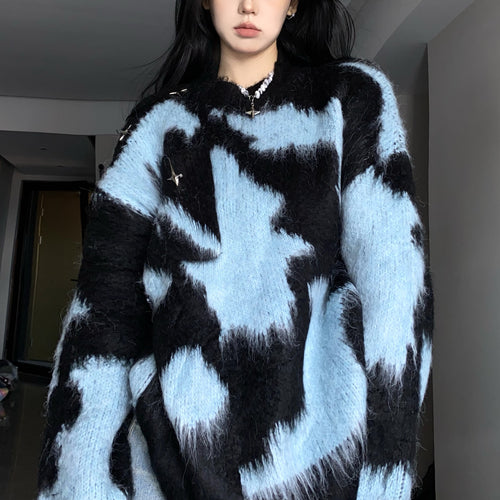 Kvinders oversized strikket sweater med moderne mønster og afslappet snit Stilla